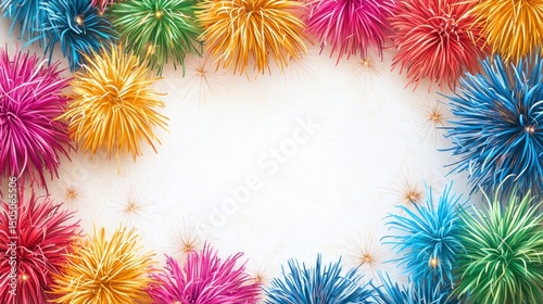 Colorful Fireworks Display in Bright Hues Celebrating Love and Joy with Space for Text and Personal Messages