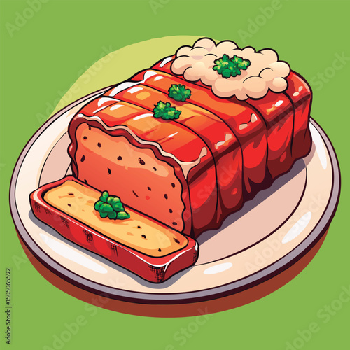 Delicious meatloaf slice on a plate.