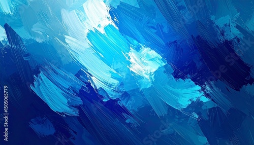 Abstract background of brush strokes of blue shades, modern artistic texture.