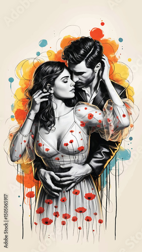 a couple create a romantic pose
