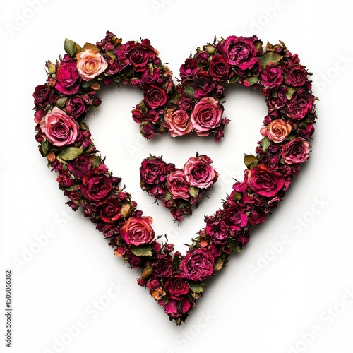 Beautiful Heart Shape Made of Vibrant Roses Showcasing Love and Passion in Realistic Photography Perfect for Romantic Themes