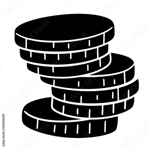A stack of coins illustrated in a simple, black silhouette style.