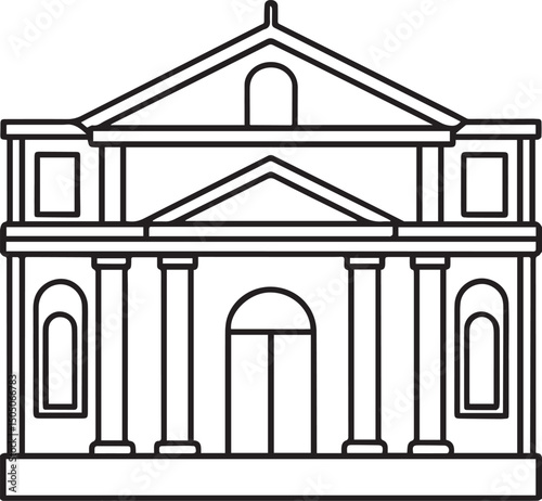 facade outline vector illustration line art	