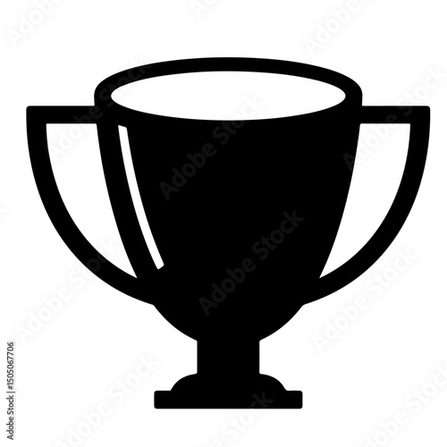 A black silhouette illustration of a trophy with two handles.