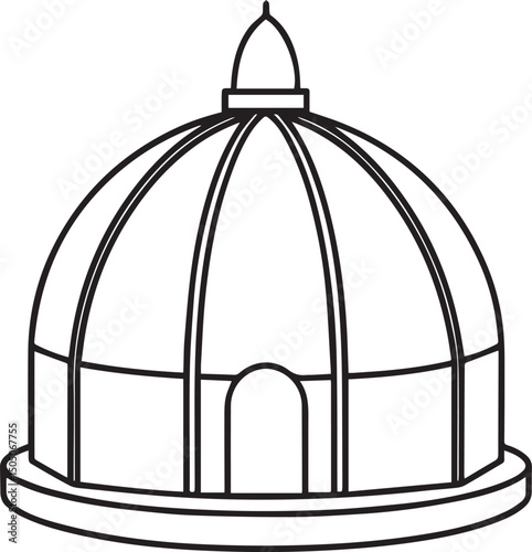 Dome outline vector illustration line art	