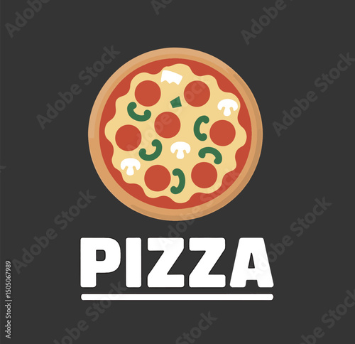 colorful Pizza line art decoration design illustration
