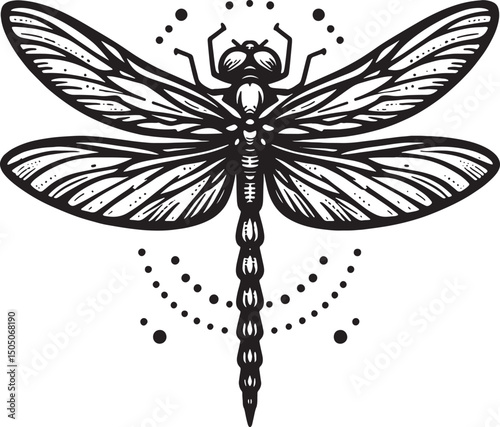 dragon fly line art illustration premium quality