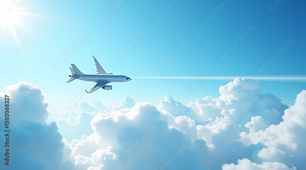 Obraz premium Airplane Soaring Above the Clouds A Stunning Aerial View