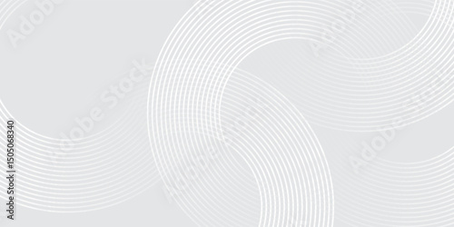 Abstract white glowing geometric lines on gray background. Modern shiny white circle lines pattern. Futuristic technology concept. vector eps10