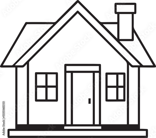 cottage outline vector illustration line art	