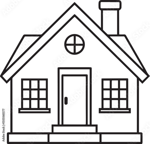 cottage outline vector illustration line art	