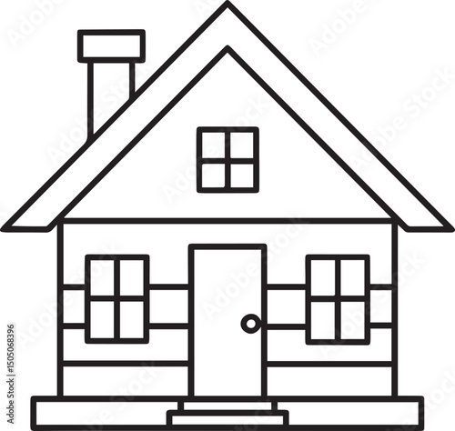 cottage outline vector illustration line art	