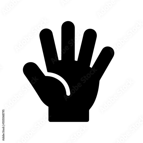 A black silhouette illustration of a hand showing five fingers.