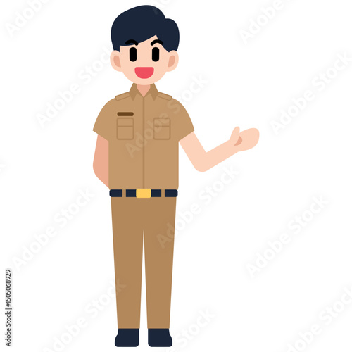 Illustration of a male civil servant pointing with his left hand