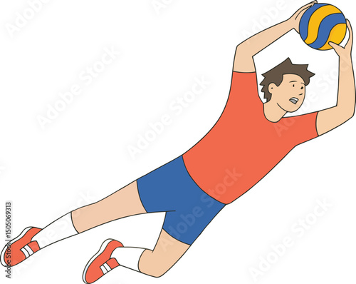  Player diving a dig in volleyball 
