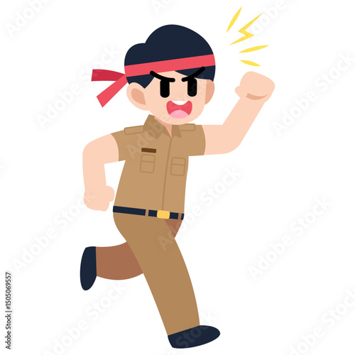 Illustration of a male civil servant protesting