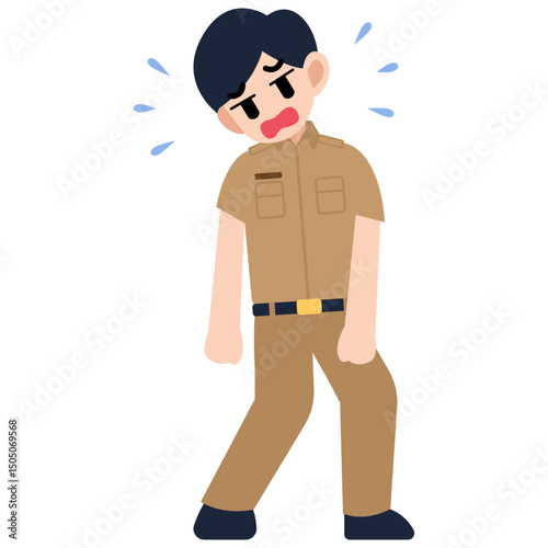 Illustration of a male civil servant feeling tired