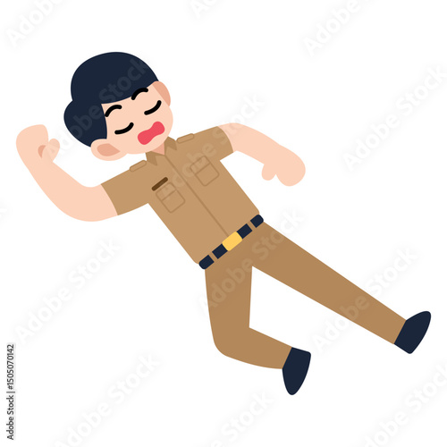 Illustration of a male civil servant sleeping