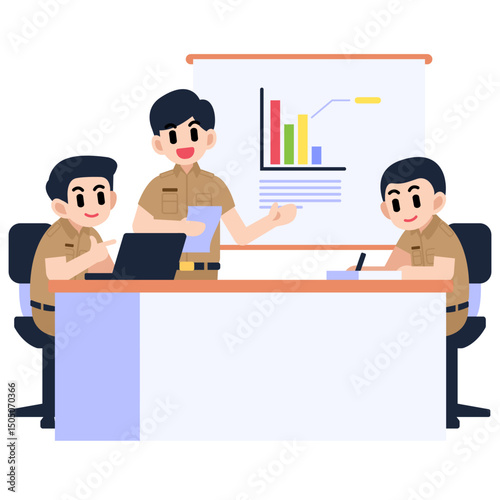 Illustration of a male civil servant in a meeting with others