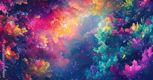Wallpaper Mural Colorful Abstract Cosmic Cloud Explosion Torontodigital.ca