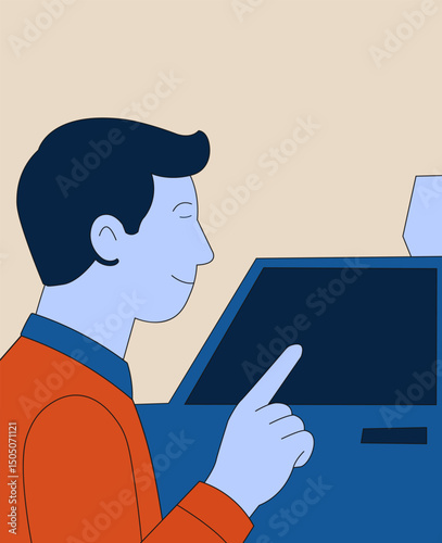 An Illustration of a Man Ordering a Taxi