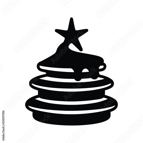 Christmas tree silhouette with star and icing