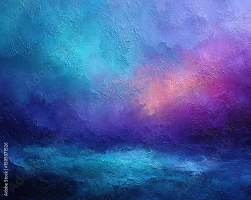 Abstract Purple Blue Landscape Painting.
