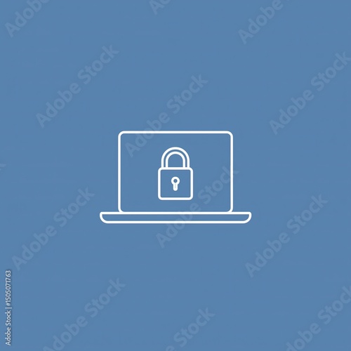 Laptop Security Icon on Light Blue Background