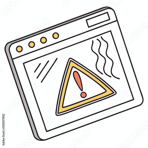 Vector illustration of overheating warning symbol on device screen, isolated on transparent background
