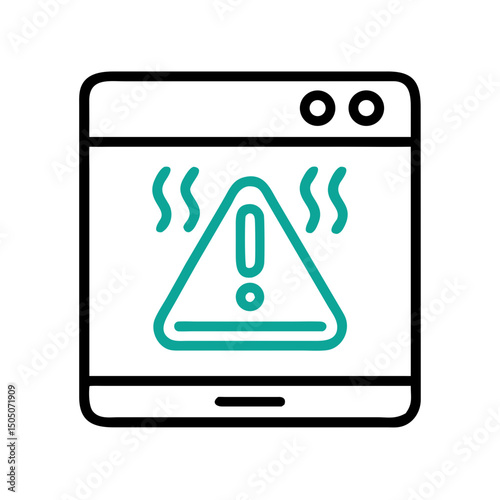 Vector illustration of overheating warning symbol on device screen, isolated on transparent background
