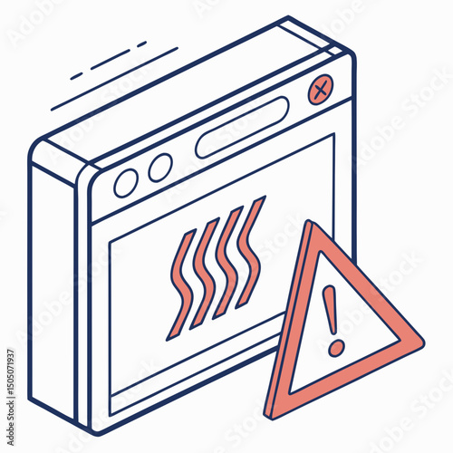 Vector illustration of overheating warning symbol on device screen, isolated on transparent background
