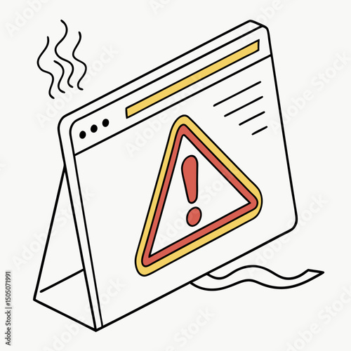 Vector illustration of overheating warning symbol on device screen, isolated on transparent background
