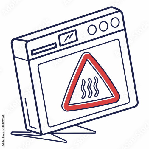 Vector illustration of overheating warning symbol on device screen, isolated on transparent background
