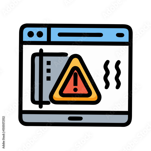 Vector illustration of overheating warning symbol on device screen, isolated on transparent background
