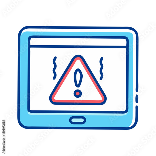 Vector illustration of overheating warning symbol on device screen, isolated on transparent background
