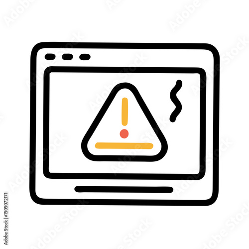 Vector illustration of overheating warning symbol on device screen, isolated on transparent background
