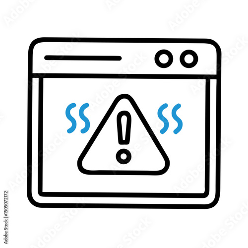 Vector illustration of overheating warning symbol on device screen, isolated on transparent background
