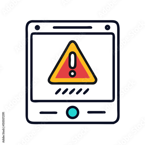 Vector illustration of overheating warning symbol on device screen, isolated on transparent background
