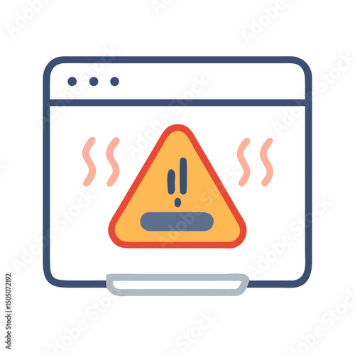 Vector illustration of overheating warning symbol on device screen, isolated on transparent background
