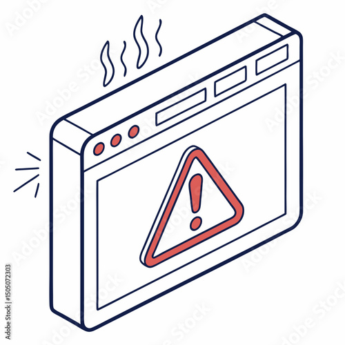 Vector illustration of overheating warning symbol on device screen, isolated on transparent background
