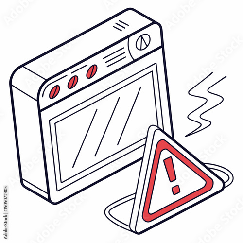 Vector illustration of overheating warning symbol on device screen, isolated on transparent background

