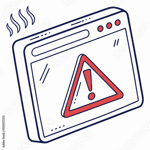 Vector illustration of overheating warning symbol on device screen, isolated on transparent background
