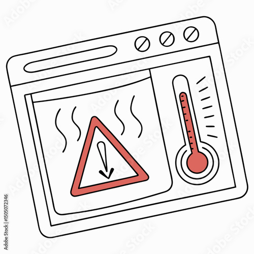 Vector illustration of overheating warning symbol on device screen, isolated on transparent background
