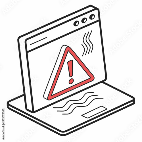 Vector illustration of overheating warning symbol on device screen, isolated on transparent background

