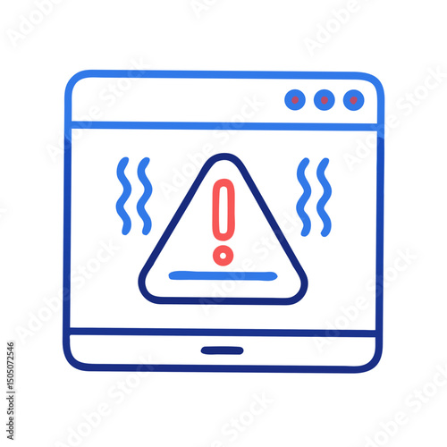 Vector illustration of overheating warning symbol on device screen, isolated on transparent background
