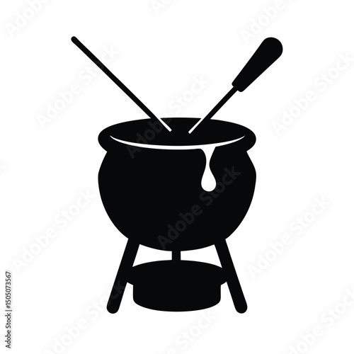 Black Silhouette of a Fondue Pot