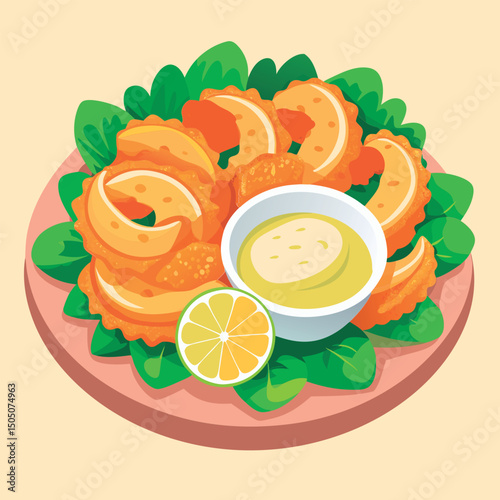 Crispy Fried Food with Dipping Sauce.