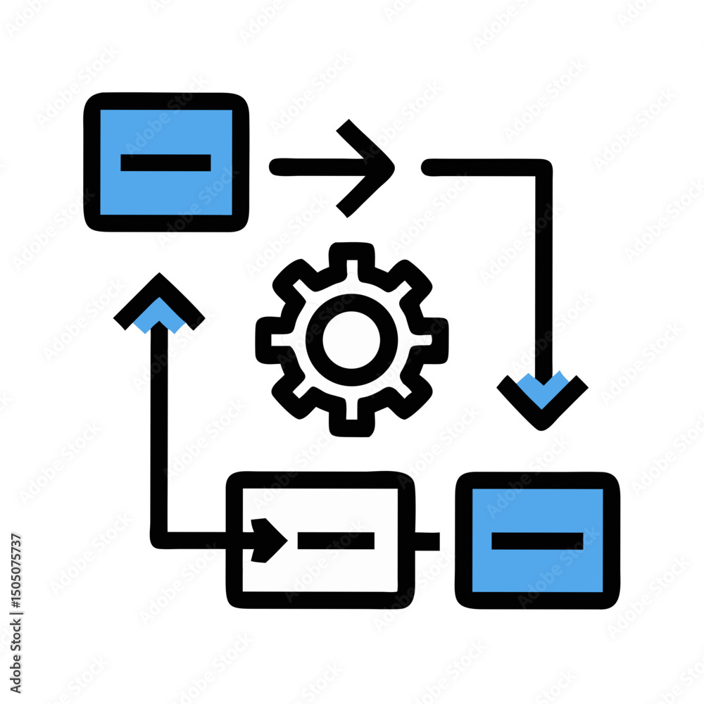 Workflow Process Icon – Business Automation and Task Management Symbol Workflow Process Icon – Business Automation and Task Management Symbol