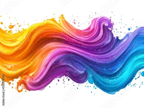 Vibrant Abstract Waves of Color Representing Freedom and Creativity in Dynamic Brushstroke Style