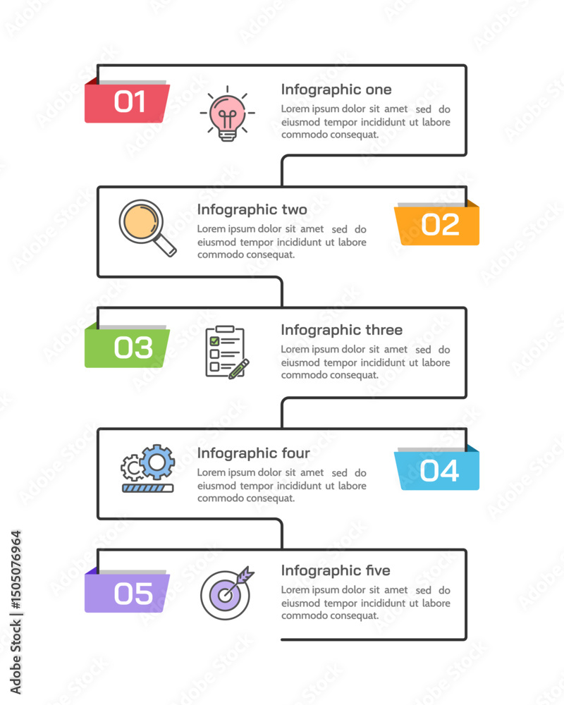 Simple Infographic Vertical Brochure 5 Steps to Success. Presentation, Plan, Banner and Strategy. Vector illustration. Simple Infographic Vertical Brochure 5 Steps to Success. Presentation, Plan, Banner and Strategy. Vector illustration.